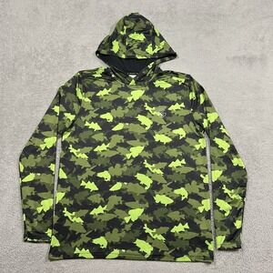 Googan Squad Hoodie Mens Small Fish Print Fishing Performance Light Pullover